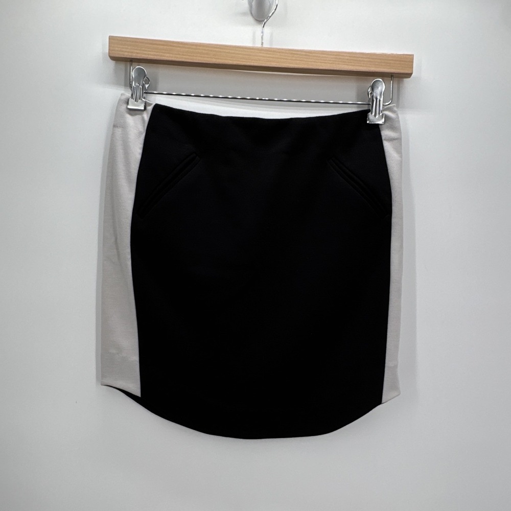 Rachel Roy Womens 2 Black White Colorblock Pencil Skirt Pockets Zip Closure